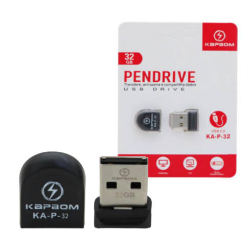 Pendrive 32gb USB 2.0 – Compacto, Rápido e Compatível com PC, TV e Som Automotivo 💾🔌