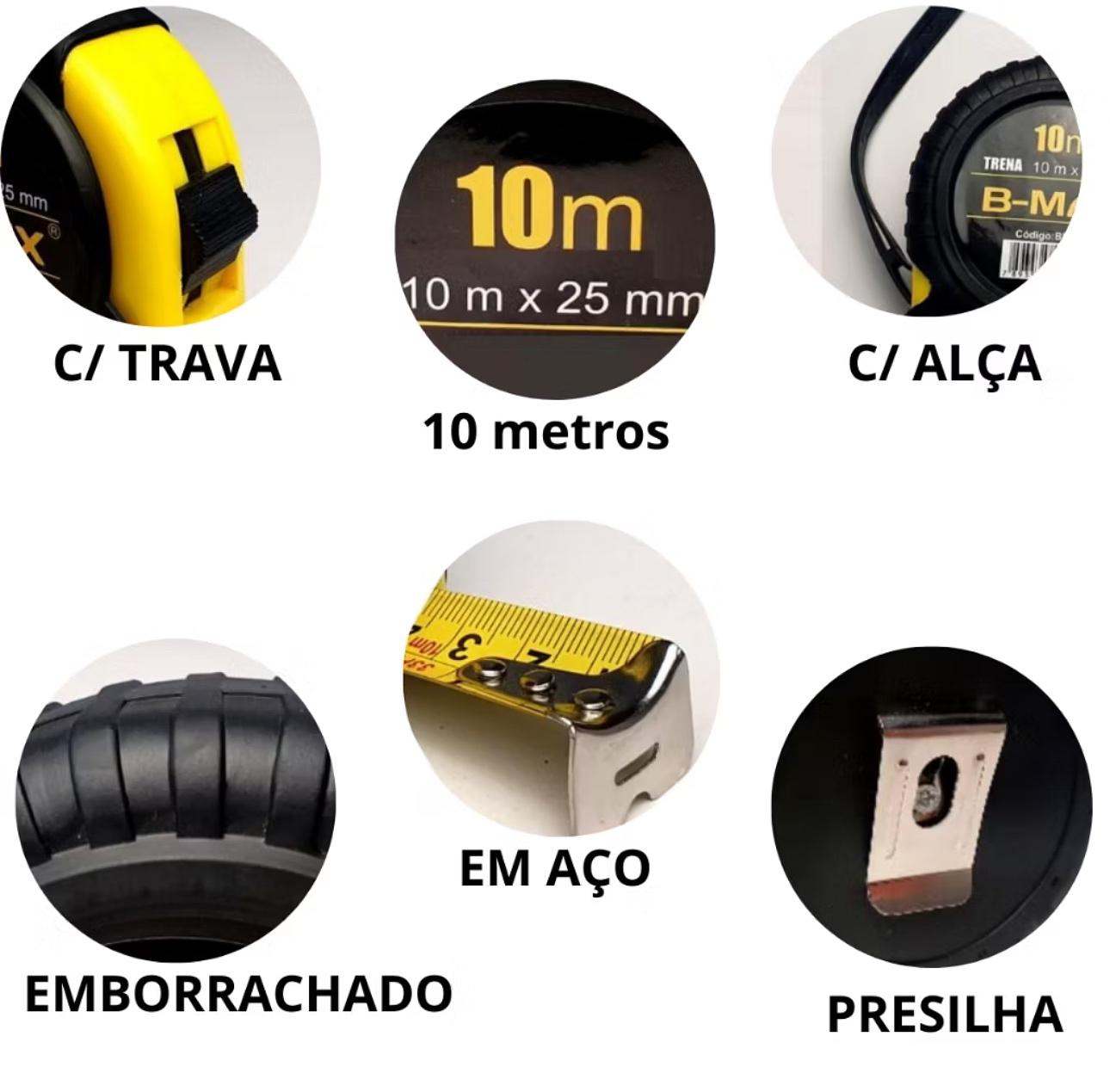 📏 Trena Profissional B-MAX 10m x 25mm – Código BM327 | Alta Precisão e Resistência