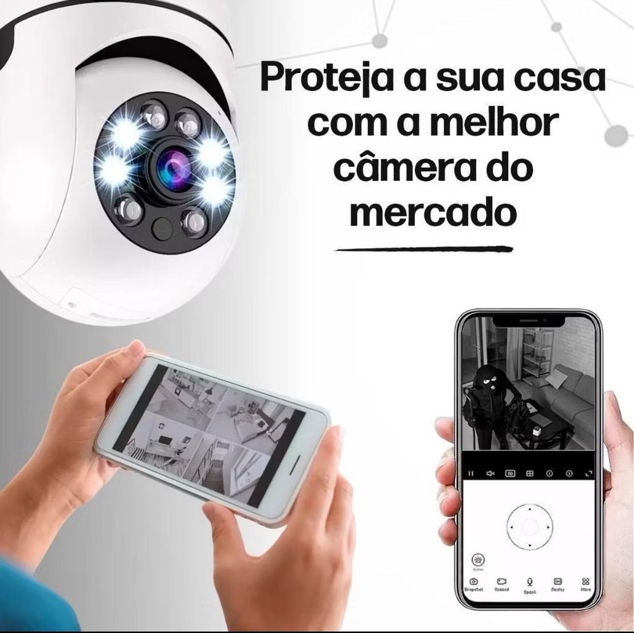 💡 Câmera de Segurança Wi-Fi 360º com Soquete de Lâmpada – Visão Noturna, Áudio e Controle via App