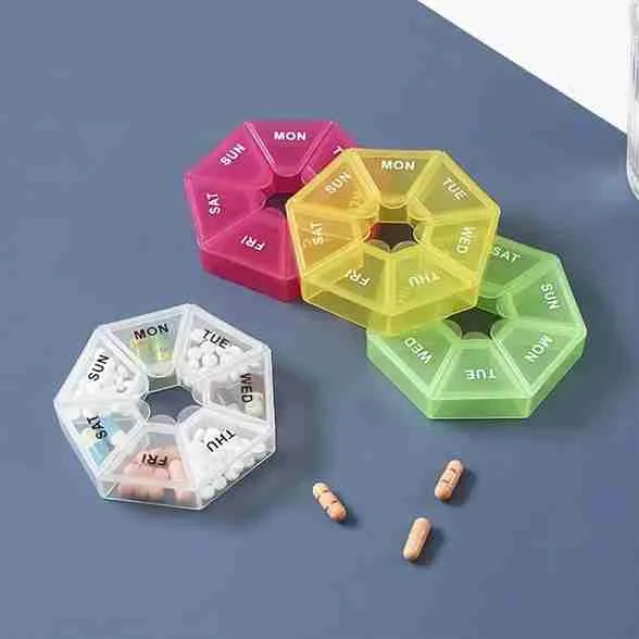 Porta Comprimidos Organizador Semanal de Remédios Com 07 Divisórias