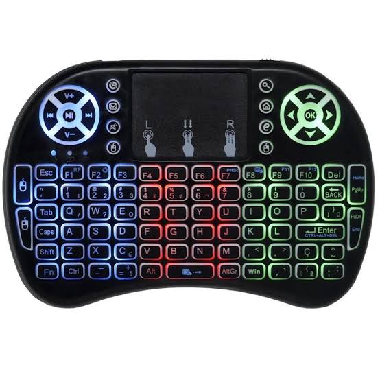 Mini Teclado Sem com Touchpad – 2.4GHz + Bluetooth, Iluminação LED, Compatível com Smart TV, PC e TV Box 💻📺