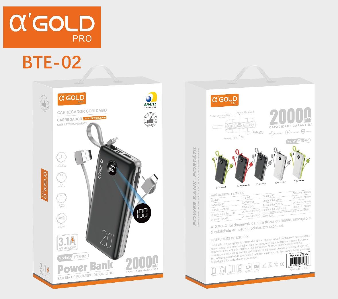 🔋 Power Bank 20.000mAh α'GOLD PRO – BTE-02