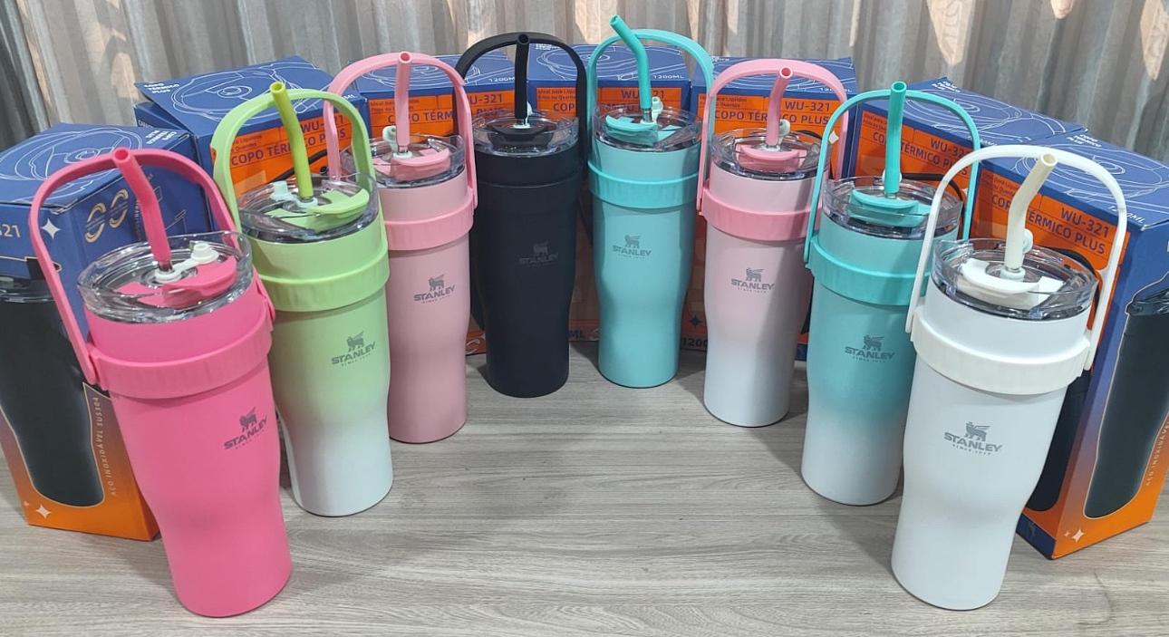 💖 Copo Stanley com Alça + Canudo Inox
