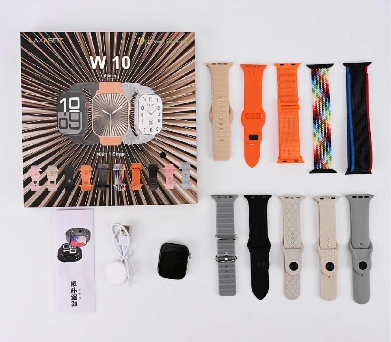 ⌚ Smartwatch W10 10 em 1 – Tela 1.92” + 9 Pulseiras Extras + Carregador Magnético