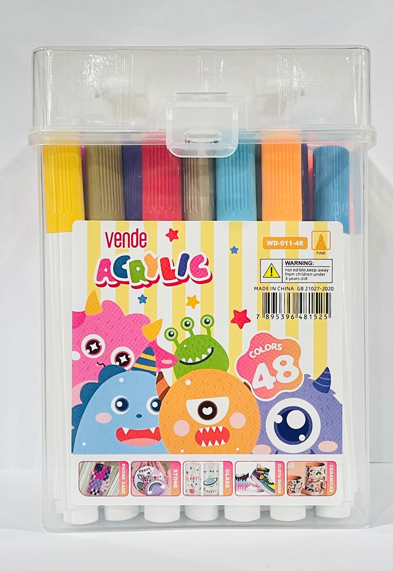 ✨ Kit de Canetas Acrílicas "Vende Acrylic" ponta única–  48 Cores 🎨