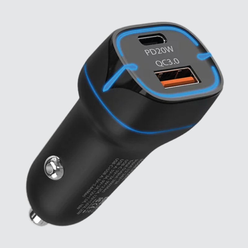 ⚡ Carregador Veicular 20W PD + QC 3.0 – Super Rápido 7A!