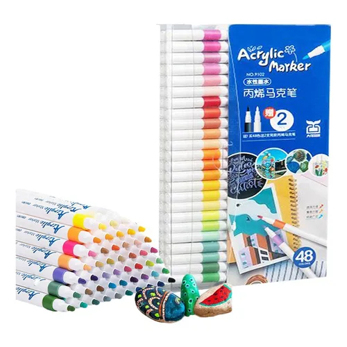 ✨ Kit de Canetas Acrílicas "Vende Acrylic" ponta única–  48 Cores 🎨